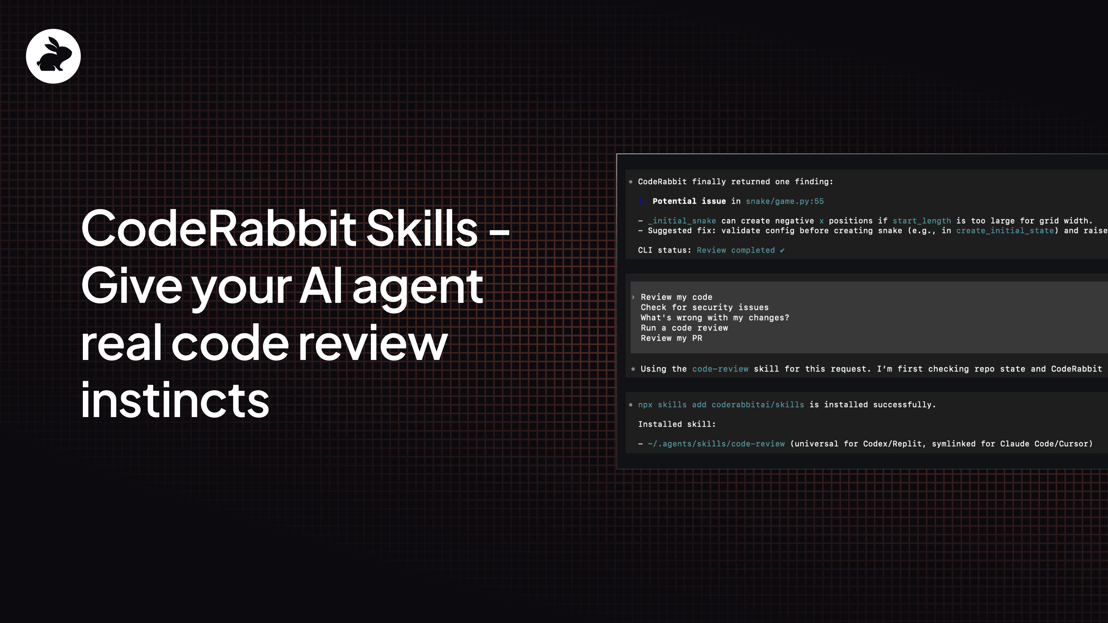 CodeRabbit Skills for AI agents: AI code reviews