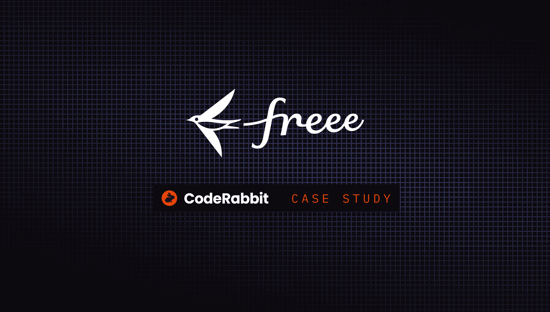 Freee logo with bird symbol, CodeRabbit logo, and 'CASE STUDY' text.